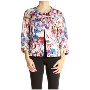 Coldwater Creek watercolor floral blazer jacket Size Medium